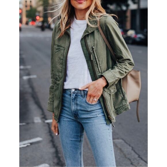 Madewell Jacket Women's Medium Green Passage Surplus Utility L2512 - Picture 2 of 8